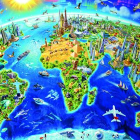 Educa World Landmarks Globe 2000 Parça Puzzle