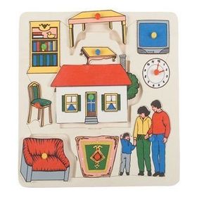 Edutoys 33x33x0,9 cm Ahşap Kulplu Evimiz Puzzle