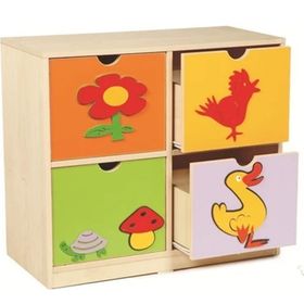 Edutoys 4 Çekmeceli Figürlü Dolap