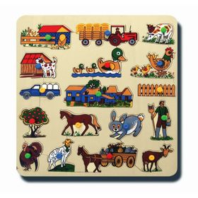 Edutoys Ahşap Kulplu Çiftlik Puzzle