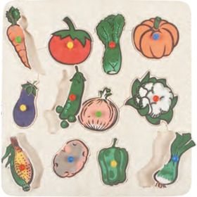 Edutoys Ahşap Kulplu Sebze Puzzle