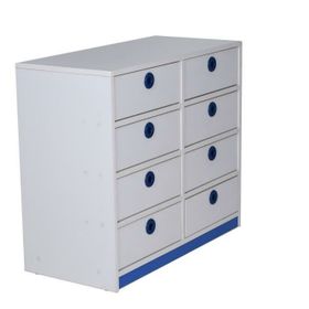 Edutoys Beyaz Mavi 8 Çekmeceli Dolap