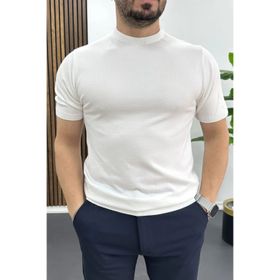 Edwox Beyaz EDW459 Erkek Düz Desen Bisiklet Yaka Tişört