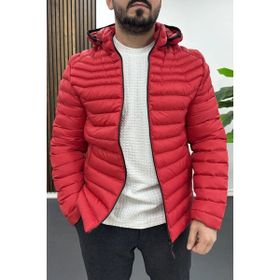 Edwox EDW435 Slim Fit Kapüşonlu Şişme Kırmızı Erkek Mont