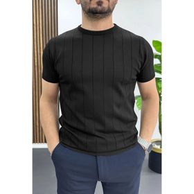 Edwox EDW456 Siyah Bisiklet Yaka Çizgili Erkek Tişört