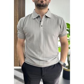 Edwox Gri EDW460 Erkek Desenli Polo Yaka Tişört