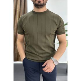 Edwox Haki EDW456 Erkek Bisiklet Yaka Çizgili Tişört