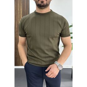 Edwox Haki EDW456 Erkek Bisiklet Yaka Çizgili Tişört