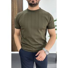 Edwox Haki EDW456 Erkek Bisiklet Yaka Çizgili Tişört