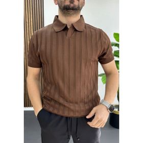 Edwox Kahverengi EDW453 Erkek Açık Yaka Desenli Tişört