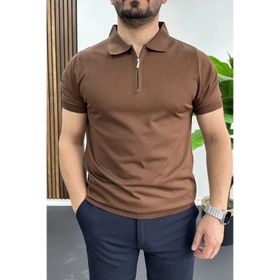 Edwox Kahverengi EDW455 Erkek Polo Yaka Düz Tişört