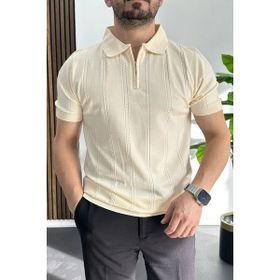 Edwox Krem EDW457 Erkek Desenli Polo Yaka Tişört