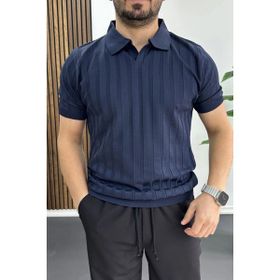 Edwox Lacivert EDW453 Erkek Açık Yaka Desenli Tişört