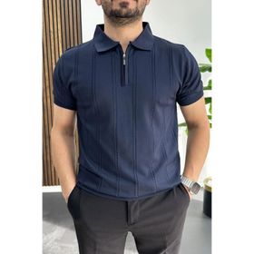 Edwox Lacivert EDW457 Erkek Desenli Polo Yaka Tişört