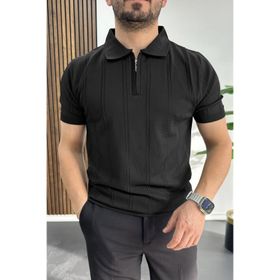 Edwox Siyah EDW457 Erkek Desenli Polo Yaka Tişört