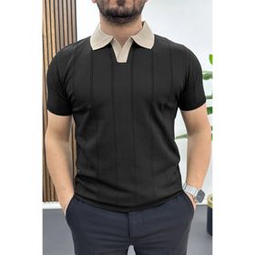 Edwox Siyah EDW463 erkek Yaka Detaylı Tişört
