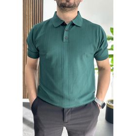 Edwox Yeşil EDW460 Erkek Desenli Polo Yaka Tişört
