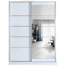 Efes 140x59x212 CM Beyaz Aynalı Sürgülü Dolap