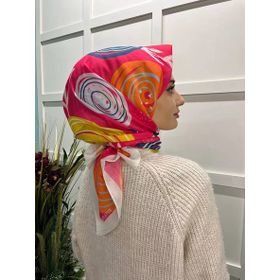 Eflatun 00747 Beyaz Scarf Pamuklu Cotton Minimal Çiçek Desenli Eşarp