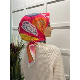 Eflatun 00747 Beyaz Scarf Pamuklu Cotton Minimal Çiçek Desenli Eşarp