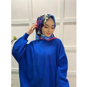 Eflatun 00747 Fuşya Scarf Pamuklu Cotton Minimal Çiçek Desenli Eşarp