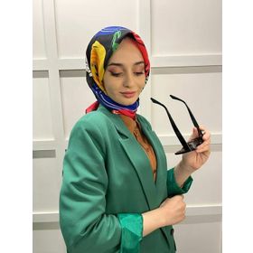 Eflatun 00747 Kırmızı Scarf Pamuklu Cotton Minimal Çiçek Desenli Eşarp