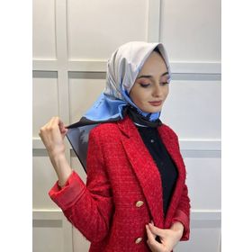 Eflatun 00749 Açık Mavi Scarf Dijital Baskı Renkli Rayon Eşarp