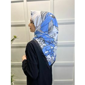 Eflatun 00749 Açık Mavi Scarf Dijital Baskı Tomurcuk Desen Rayon Eşarp