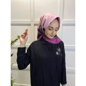Eflatun 00749 Açık Mürdüm Scarf Dijital Baskı Renkli Rayon Eşarp