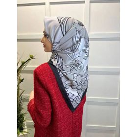 Eflatun 00749 Füme Scarf Dijital Baskı Tomurcuk Desen Rayon Eşarp