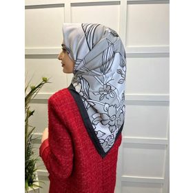 Eflatun 00749 Füme Scarf Dijital Baskı Tomurcuk Desen Rayon Eşarp