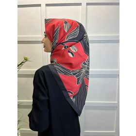 Eflatun 00749 Kırmızı Scarf Dijital Baskı Tomurcuk Desen Rayon Eşarp