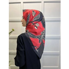 Eflatun 00749 Kırmızı Scarf Dijital Baskı Tomurcuk Desen Rayon Eşarp