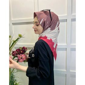 Eflatun 00749 Krem Kırmızı Scarf Dijital Baskı Renkli Rayon Eşarp