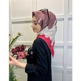 Eflatun 00749 Krem Kırmızı Scarf Dijital Baskı Renkli Rayon Eşarp