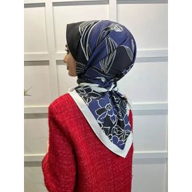 Eflatun 00749 Lacivert Scarf Dijital Baskı Tomurcuk Desen Rayon Eşarp