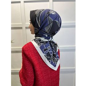 Eflatun 00749 Lacivert Scarf Dijital Baskı Tomurcuk Desen Rayon Eşarp