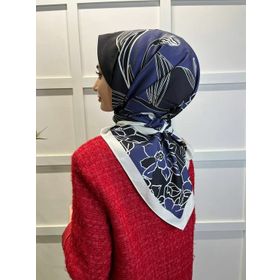 Eflatun 00749 Lacivert Scarf Dijital Baskı Tomurcuk Desen Rayon Eşarp
