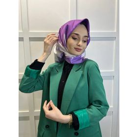 Eflatun 00749 Lila Scarf Dijital Baskı Renkli Rayon Eşarp