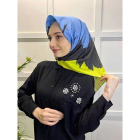 Eflatun 00749 Neon Sarı Scarf Dijital Baskı Renkli Rayon Eşarp