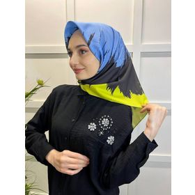 Eflatun 00749 Neon Sarı Scarf Dijital Baskı Renkli Rayon Eşarp