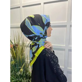 Eflatun 00749 Neon Sarı Scarf Dijital Baskı Tomurcuk Desen Rayon Eşarp