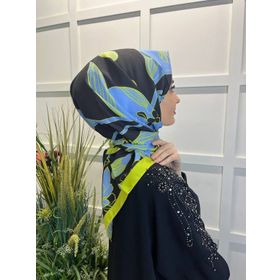 Eflatun 00749 Neon Sarı Scarf Dijital Baskı Tomurcuk Desen Rayon Eşarp