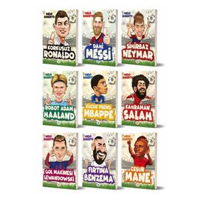 Efsane Futbolcular Ronaldo - Messi - Neymar - Haaland - Mbappe - Salah - Benzema - Mane - lewandowski - 9 Kitap Set - Dokuz Yayınları