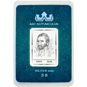 Efsane Van Gogh Temalı Hediyeye Özel 5 Gr 999 Ayar Gümüş İle Tasarlanmış Gümüş Külçe