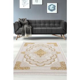 Efsun Krem Gold Modern Salon ve Oturma Odası Halısı