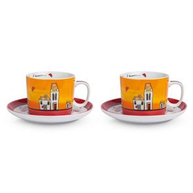 Egan Italy Le Casette 2'li 340 ml Kırmızı Çay Fincanı Seti