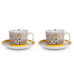 Egan Italy Le Casette 2'li 340 ml Sarı Çay Fincanı Seti