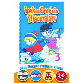 Eğiten Kitap PYD20220038 5-6 Yaş İpek İle Emre No:3 Mavi Okul Öncesi Etkinlik Kitabı