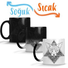 Egyptian Mau Cats Kedi Sihirli Porselen Kupa